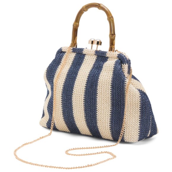 ALESSIA BIANCHI Striped Satchel With Bamboo Handle - Picture 4 of 4